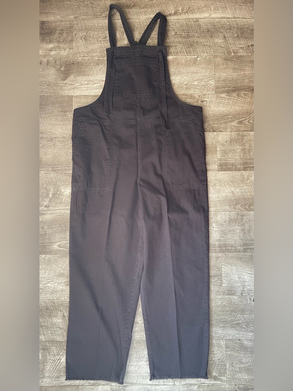 Aerie Relaxed Tie-Strap Wide
Leg Overalls in Washed Black